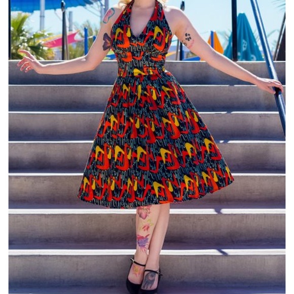 Tatyana Dresses & Skirts - Tatyana boomerang print halter swing dress